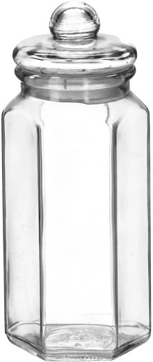 Hexagonal Glass Jar with Lid, 1.2 l