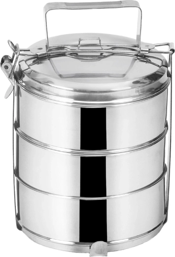Stainless Steel Three-Tier Tiffin Lunch Carrier 3 × 1.3 l