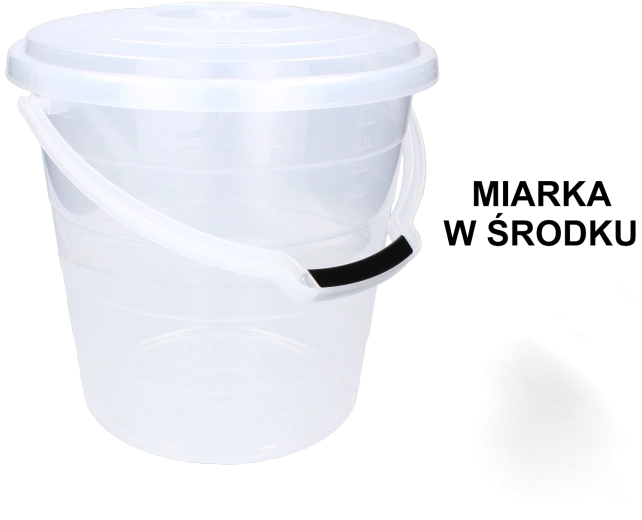 Transparent plastic bucket with lid 15 L for food