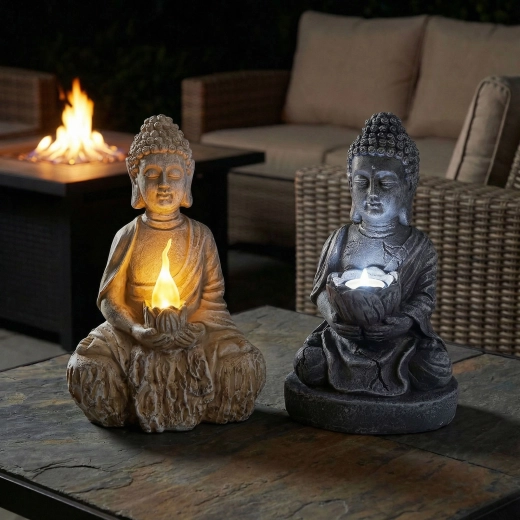 Päikeseenergial töötav LED Buddha kuju – 1 tk