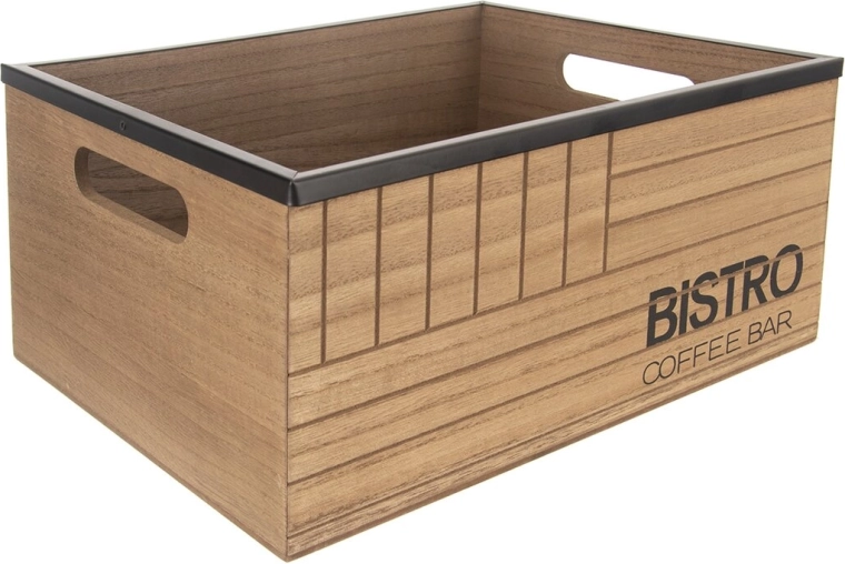 Puidust ja metallist Bistro-stiilis kast 29,5 × 22 × 13,5 cm