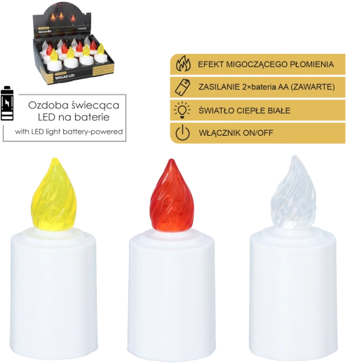 LED candle for a memorial lantern with a flickering flame 10.5 cm – mixed colors