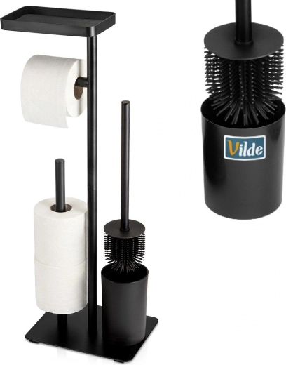 Toilet brush with silicone bristles for easier maintenance