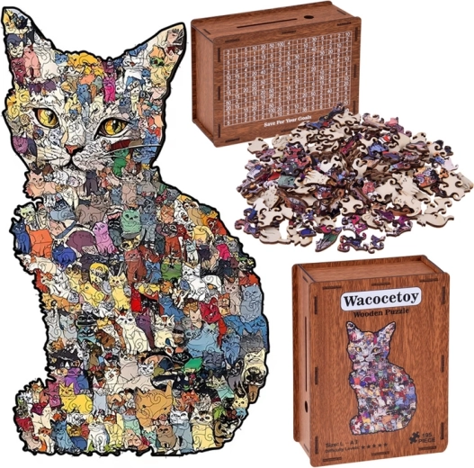 Puidust pusle kass 2-ühes koos karbiga–rahakassaga (vintage), A3, 195 tükki
