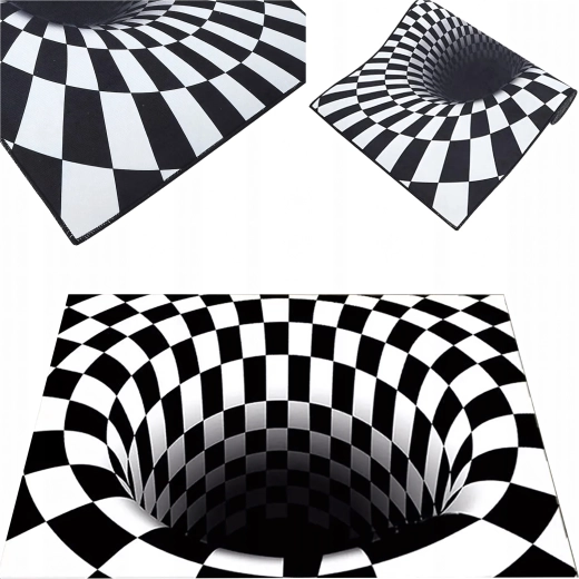 Sissepääsumatt 3D illusiooniga Valge auk 60 × 40 cm