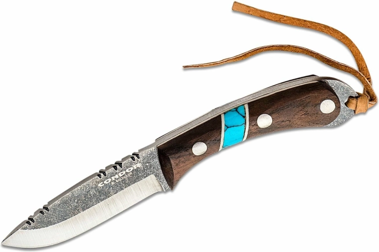 Kompaktne kaelanoaž CONDOR Blue River 5,9 cm, pähklipuit, türkiis, nahktupp