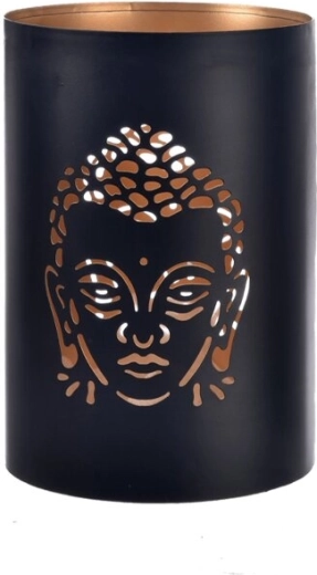 Metallist küünlajalg Buddha must-kuldne 12 cm