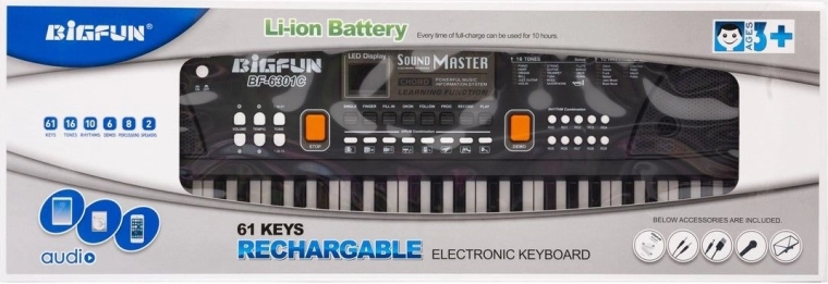 Children's electronic keyboard with microphone, 61 keys, 42 rhythms - 1 pc