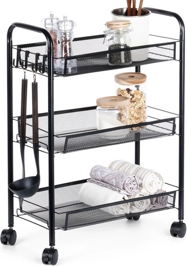 Metal black three-tier rolling rack
