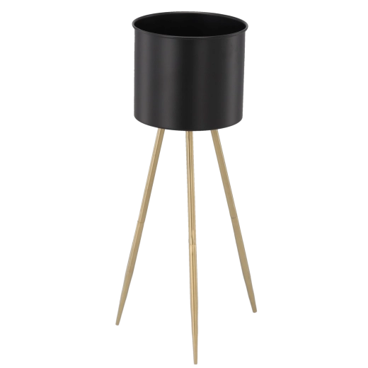 Elegantne metallist lillealus 24 × 24 × 70 cm, must kuldsete jalgadega
