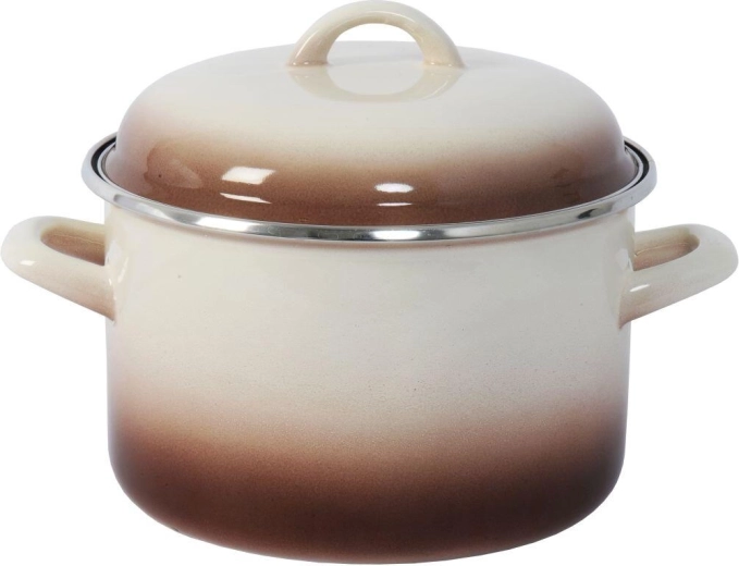 Pott kaanega 22 cm, 5 l Capuccino, emailitud