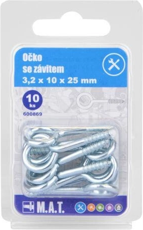 Suletud keermestatud aaskruvi 25 × 10 × 3,2 mm, tsink (10 tk)