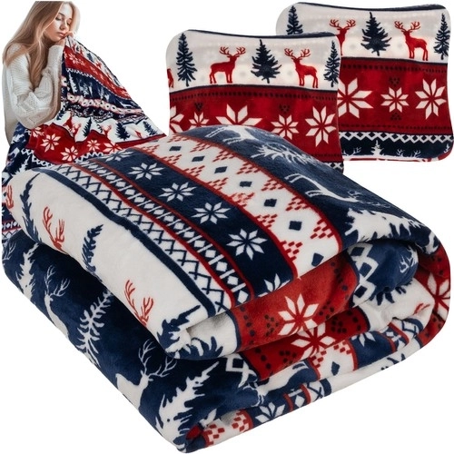 Ruhhy premium Christmas throw blanket 160 × 200 cm + 2 pillowcases