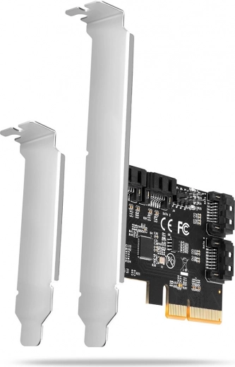 PCIe controller with 4× SATA 6G, ASMedia ASM1164, full and low-profile bracket