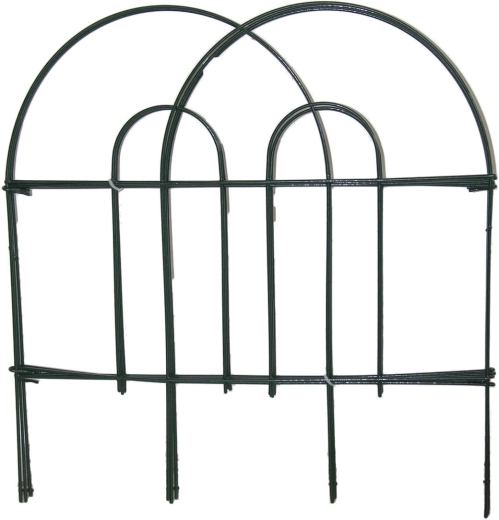 Rohelise kattega metallist aiapiire 45 × 300 cm (7 osa)