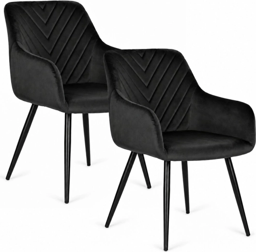 ModernHome 2 musta sametist käetugedega söögitooli komplekt