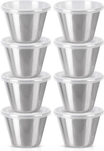 Stainless Steel Sauce Bowls with Lids 70 ml - 8 pcs
