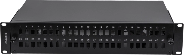 Lanbergi optiline patch-paneel 48× SC simplex / 48× LC duplex 19" rackile, 2U, must