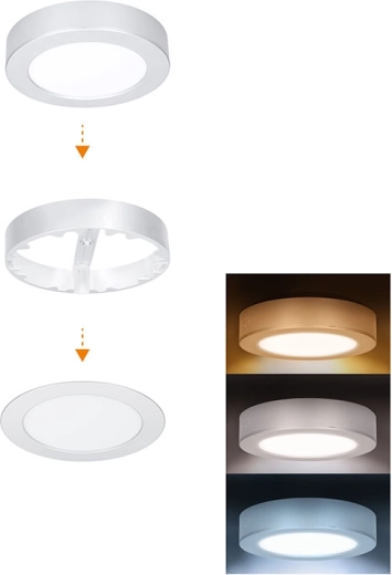 Solight vannitoa LED mini paneel 2in1 3CCT 12 W IP54 hõbedane ümar - 1 tk