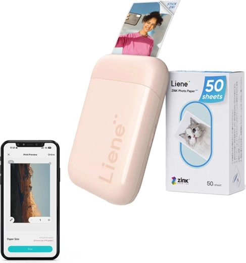 Kaasaskantav fotoprinter Liene Pearl 2x3, roosa
