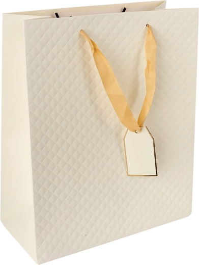 Paberist kinkekott quilt 26 × 12 × 32 cm – Beež