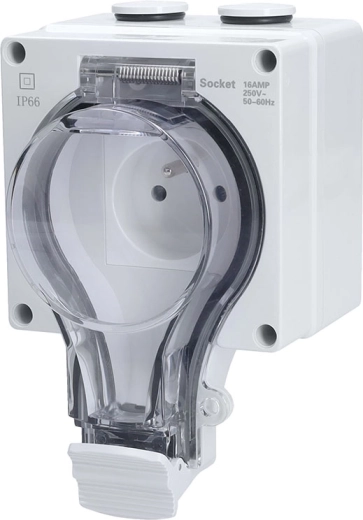 Solight välipistikupesa 230 V 16 A IP66 läbipaistva kaanega