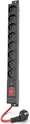 Ülepinge kaitsega pikendusjuhe Acar R8 Power, 8× 230 V, 1,5 m, must, 16 A