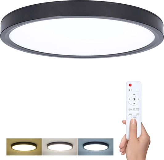 Solight Estela Black LED-lae- ja seinavalgusti puldiga, 60 W, 4500 lm, 50 cm