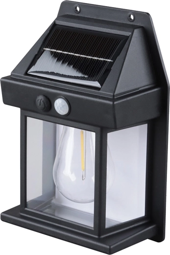 Solight LED-päikesetoitel soe valge seinavalgusti 12 × 17 cm, must