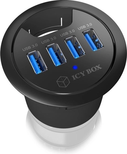 Lauapealne USB-jaotur ICY BOX 60 mm kaabliavasse, 4× USB 3.0