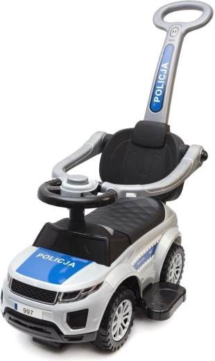 Police kids ride-on, walker and push car with guiding handle