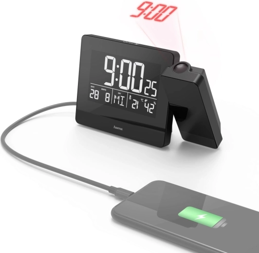 Projektsioonäratuskell Plus Charge USB-laadimise ja DCF-iga