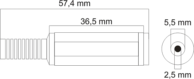 Standardmõõt 5,5 × 2,5 mm
