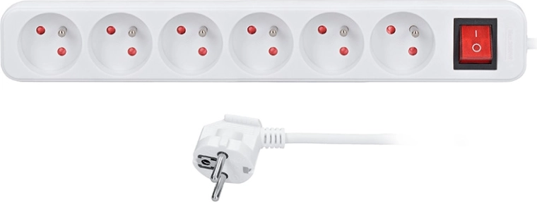 Solight pikendusjuhe 5 m 6 pistikupesa ja lülitiga 16 A / 3680 W valge – 1 tk