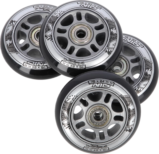 Inline-rulluiskude rataste komplekt 76 × 24 mm ABEC 9 laagritega NILS EXTREME