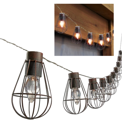 Päikeseenergial töötav õuevalgusketi loft 10 LED soe valge 3,8 m