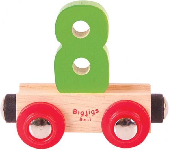 Puidust rongiradadele mõeldud vagun numbriga 8 BIGJIGS RAIL