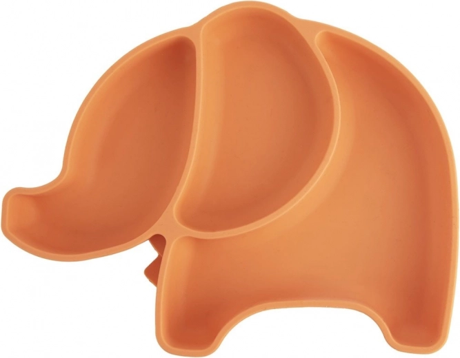 Silikoonist laste jaotatud taldrik elevandi kujuga, oranž 23,5 × 19 × 3,5 cm