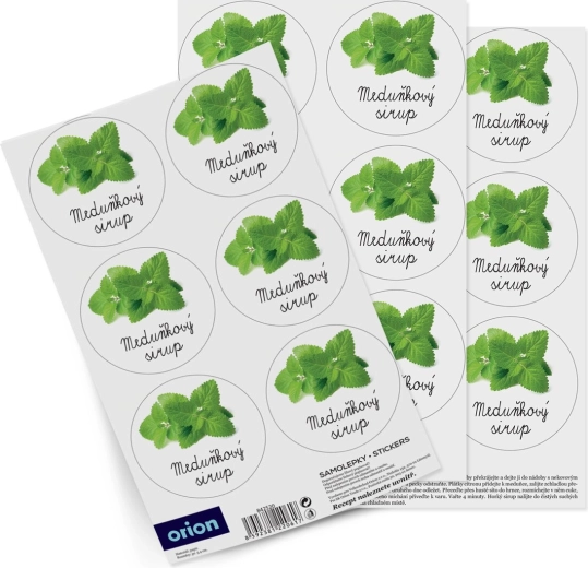 Kleebisele sildid pudelitele – sidrunmelissi siirup (18 tk, CZ)