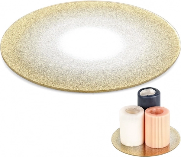 Glass mirrored brocade decorative candle plate 20 cm