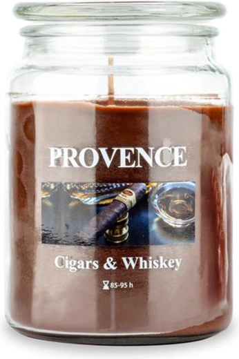 Lõhnaküünal klaasis PROVENCE cigars & whiskey 95 tundi