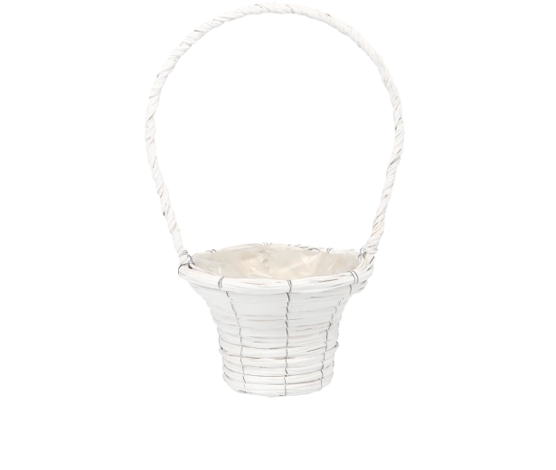 Valge vitspunutud korv lillepoti ümbriskatteks 20 × 41 cm