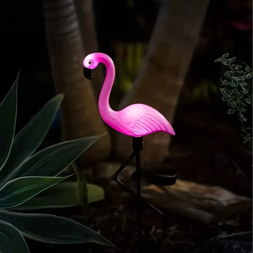 Päikesetoitega aialamp LED, flamingokujuline, 53 cm