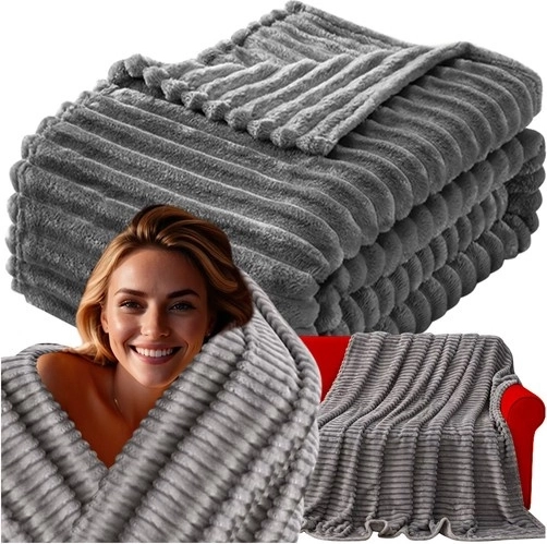Ruhhy grey microfiber blanket 160 × 200 cm