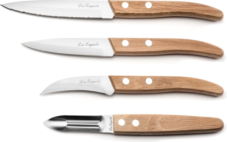 Set of kitchen knives made of natural wood, 4 pcs