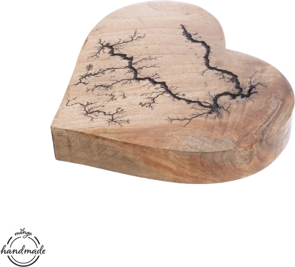 Mango Wood Heart Decoration electric – large