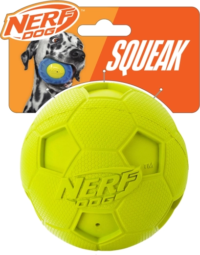 Nerf Dog kummist piiksuv jalgpallikujuline koerapall 10 cm