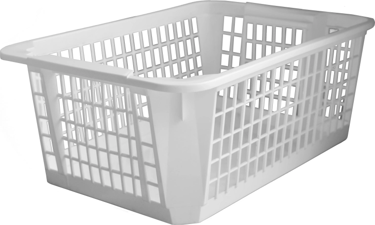 Stackable plastic basket 36 x 26 x 14 cm – White