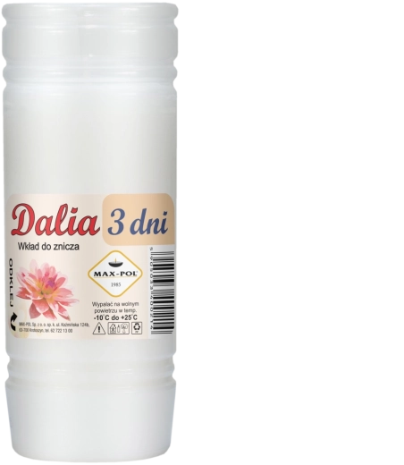 Komplekt 10 parafiinitäidet Dalia 15 cm, põlemisaeg 72 h