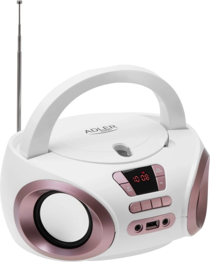 Kaasaskantav boombox CD ja MP3-ga Adler AD 1181 valge vaskne